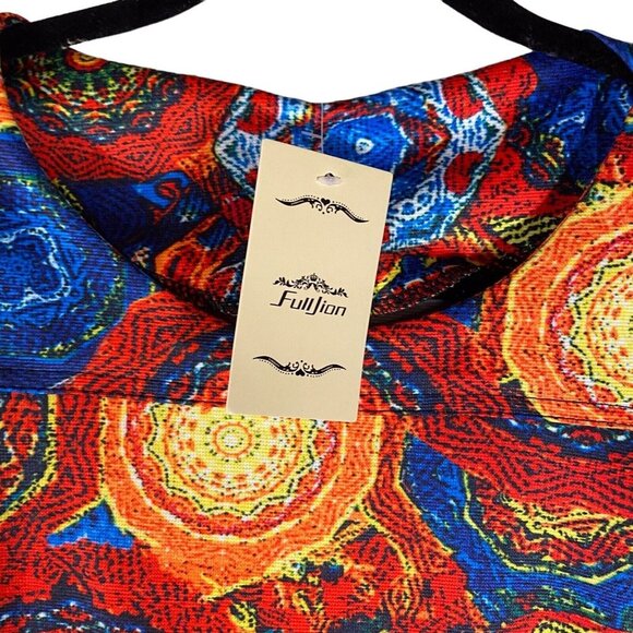FullJion Women's Dress Tunic Large Fashionable Geometric‎ Multicolored Abstract - Picture 8 of 9